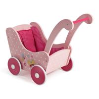 Houten poppenwagen Vlinder Roze - thumbnail