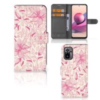 Xiaomi Redmi Note 10S | 10 4G | Poco M5s Hoesje Pink Flowers | Portemonnee hoesje - thumbnail