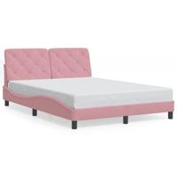 Bedframe met hoofdeinde fluweel roze 120x200 cm - thumbnail