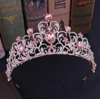 Crystal bruiloft kroon bruid kroon hoofdband accessoires haar juwelen ornamenten (Rose goud roze) - thumbnail