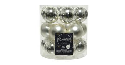 Decoris kerstballen glas zilver 4cm 18st