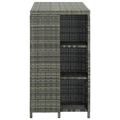 Bartafel met opbergrek 120x60x110 cm poly rattan grijs Bartafel met opbergrek 120x60x110 cm poly rattan grijs