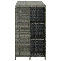 Bartafel met opbergrek 120x60x110 cm poly rattan grijs - thumbnail