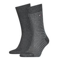 Tommy Hilfiger Men Small Stripe Sock Antraciet 2-Pack-43/46 - thumbnail