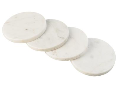 LIVARNO home Marmeren onderzetters of serveerschaal (Onderzetters set van 4/wit)