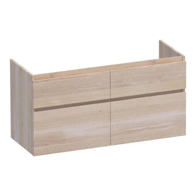 Brauer Delight - Onderkast - 120 cm - met 4 Softclose Lades Greeploos en 2 Sifon Uitsparingen - Lamellen Eiken Wit