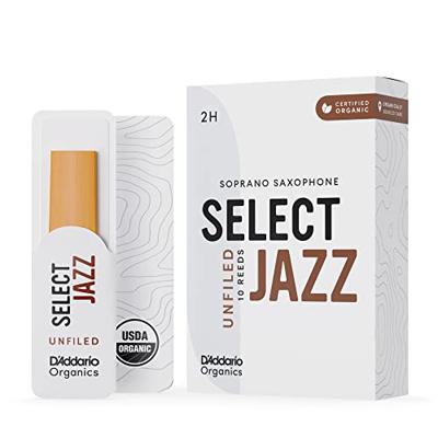D&apos;Addario Woodwinds ORRS10SSX2H Organic Select Jazz Sopraansaxofoonriet, 2 Hard, 10-pack, Unfiled