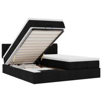 Ottoman bed met matrassen en LED's 160x200cm stof zwart - thumbnail