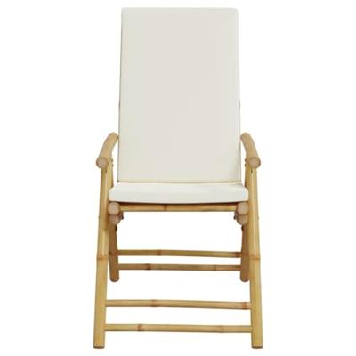Bistrostoelen 2 st inklapbaar met kussens bamboe crmewit - thumbnail