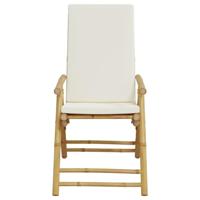 Tuinstoelen 2 st inklapbaar met kussens bamboe - thumbnail