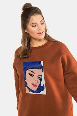 Ulla Popken Sweatshirt, oversized, comicprint - Grote Maten Ulla Popken Sweatshirt, oversized, comicprint - Grote Maten