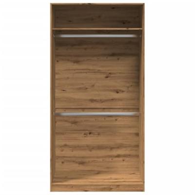 Kledingkast 100x50x200 cm bewerkt hout artisanaal eikenkleurig