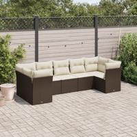 7-delige Loungeset met kussens poly rattan bruin - thumbnail