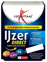 Lucovitaal IJzer Bisglycinaat Direct sachets Bosbessensmaak 20Stuks - thumbnail
