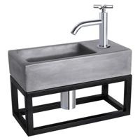 Differnz Differnz Ravo fonteinset beton donkergrijs - kraan kruis - met handdoekrek chroom - thumbnail