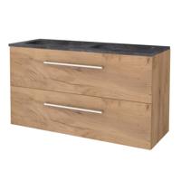 Badmeubelset BWS Salt 120x46cm Met Grepen 2 Lades Met Wastafel Hardsteen 2 Kraangaten Whisky Oak - thumbnail