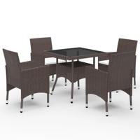 5-delige Tuinset poly rattan en gehard glas bruin - thumbnail