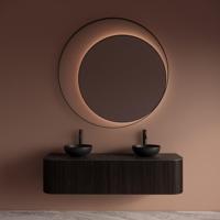 Spiegel Gliss Design Kosmos Mat Zwart met Frame en Indirecte LED Verlichting 120 cm - thumbnail