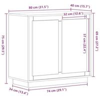 Dressoir Zwart Eiken 80 x 40 x 75 cm Bewerkt hout - thumbnail