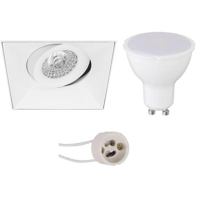 Trimless LED Spot Set - Vierkant Mat Wit - GU10 4W 6400K - Kantelbaar