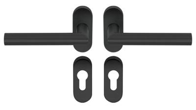 Deurkruk op rozet TIPO zwart ovaal rozet PC