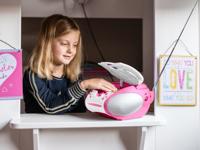 Lenco Boombox met CD-speler FM-radio en stickers Roze - SCD-24PK KIDS - thumbnail