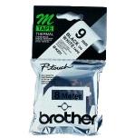 Brother M tape voor P-Touch 9 mm, niet-gelamineerd, zwart op wit