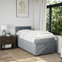 Boxspring met matras stof lichtgrijs 90x200 cm - thumbnail
