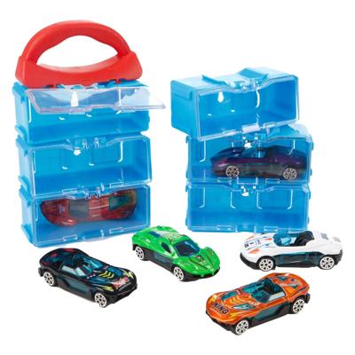 Toi-Toys Turbo racers opbergkoffer inclusief 8 metalen autos - 1:45