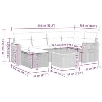 7-delige Loungeset met kussens poly rattan grijs - thumbnail