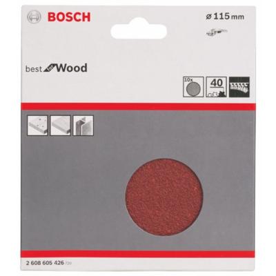 Bosch Accessories 2608605426 Schuurpapier voor schuurschijf Met klittenband, Ongeperforeerd Korrelgrootte (num) 40 (Ø) 115 mm 10 stuk(s)