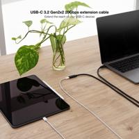 NanoCABLE 10.01.4502 Gen2X2 USB 3.2-kabel, 100 W, 4 K/60 Hz, USB-C/M-USB-C/H, zwart, 2 m - thumbnail