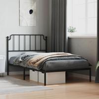 Bedframe met hoofdbord metaal zwart 107x203 cm - thumbnail