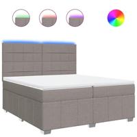 Boxspring met matras stof taupe 200x200 cm - thumbnail