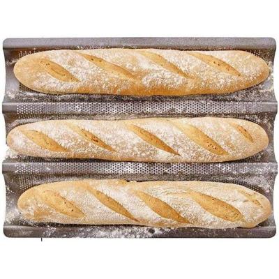 Geperforeerde bakplaat - BIRKMANN - EASY BAKING - Koolstofstaal - Antiaanbaklaag - Voor 3 stokbroden - 39,5 x 29,5 x 4,5 cm