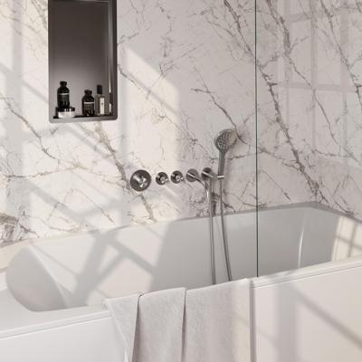 Brauer Brushed Edition Thermostatische Inbouw Badkraan Uitloop - 3 stand - Doucheslang - Wandaansluitbocht - Handdouche - Rvs Geborsteld Pvd