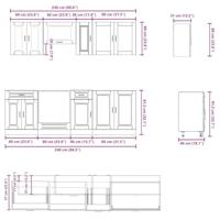 8-delige Keukenkastenset Kalmar bewerkt hout bruin eikenkleur - thumbnail