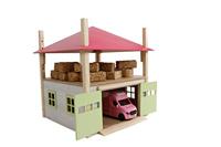 Kids Globe globe houten hooiberg met berging 1:32 roze - thumbnail