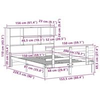 Bed met boekenkast zonder matras massief grenenhout 150x200 cm - thumbnail