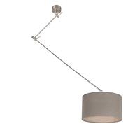 QAZQA Hanglamp staal met kap 35cm taupe verstelbaar - Blitz - thumbnail