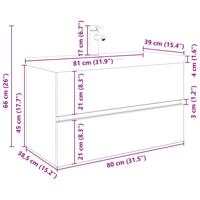 Wastafelkast met ingebouwde wasbak en kraan oud houtkleurig - thumbnail