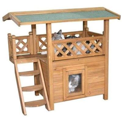 Kattenhuis - KERBL - Lodge - Hout - Bruin/Groen - 77 x 50 x 73 cm