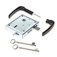 DX opleg klavier poortslot met hefschoot - doornmaat 60 mm - UKS BB 55/65B - incl. deurkrukgarnituur met schild (zwart) - staal verzinkt - thumbnail