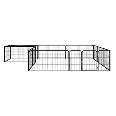 VidaXL Hondenkennel 12 panelen 100x50 cm gepoedercoat staal zwart VidaXL Hondenkennel 12 panelen 100x50 cm gepoedercoat staal zwart