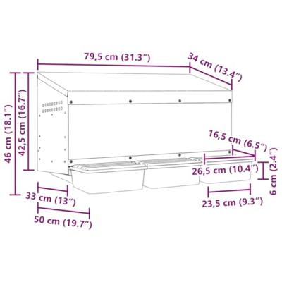 Kippennestkast 3 compartimenten wandmontage gegalvaniseerd staal