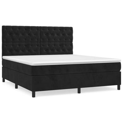 Boxspring met matras fluweel zwart 160x200 cm
