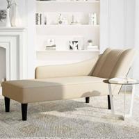 Chaise longue met rechterarmleuning stof crmekleurig - thumbnail
