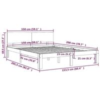 Bedframe massief hout wit 150x200 cm 5FT King Size - thumbnail