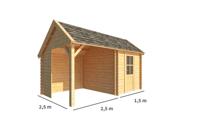 Blokhut, tuinhuisje met overkapping Michelle-Wies 400 cm bij 250 cm diep kapschuurdak Warentuin Collection - Warentuin collection - thumbnail