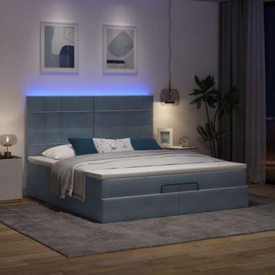 Ottoman bed met matrassen en LED's 160x200cm fluweel